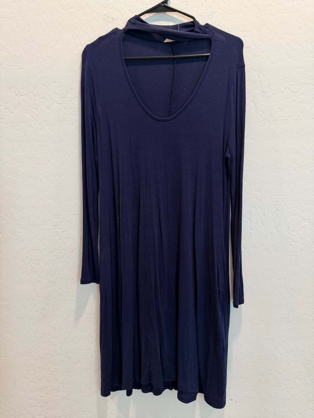 Sweet Pea Women's Navy Blue Long Sleeve V-Neck Tunic Dress, Size S